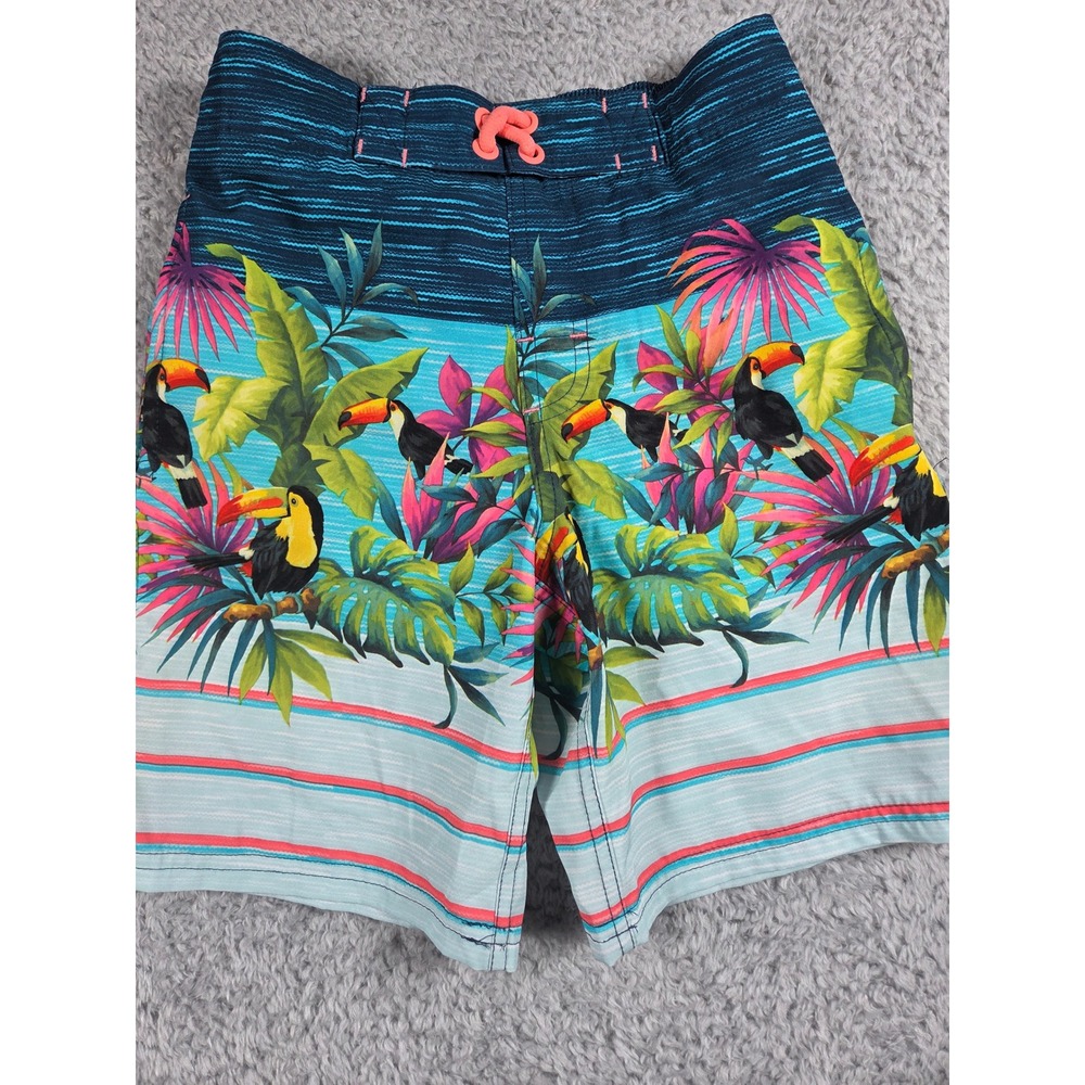 Wonder Nation Swim Trunks Size S 6-7 Blue Kids Tropical Toucan Board Shorts - Picture 1 of 8